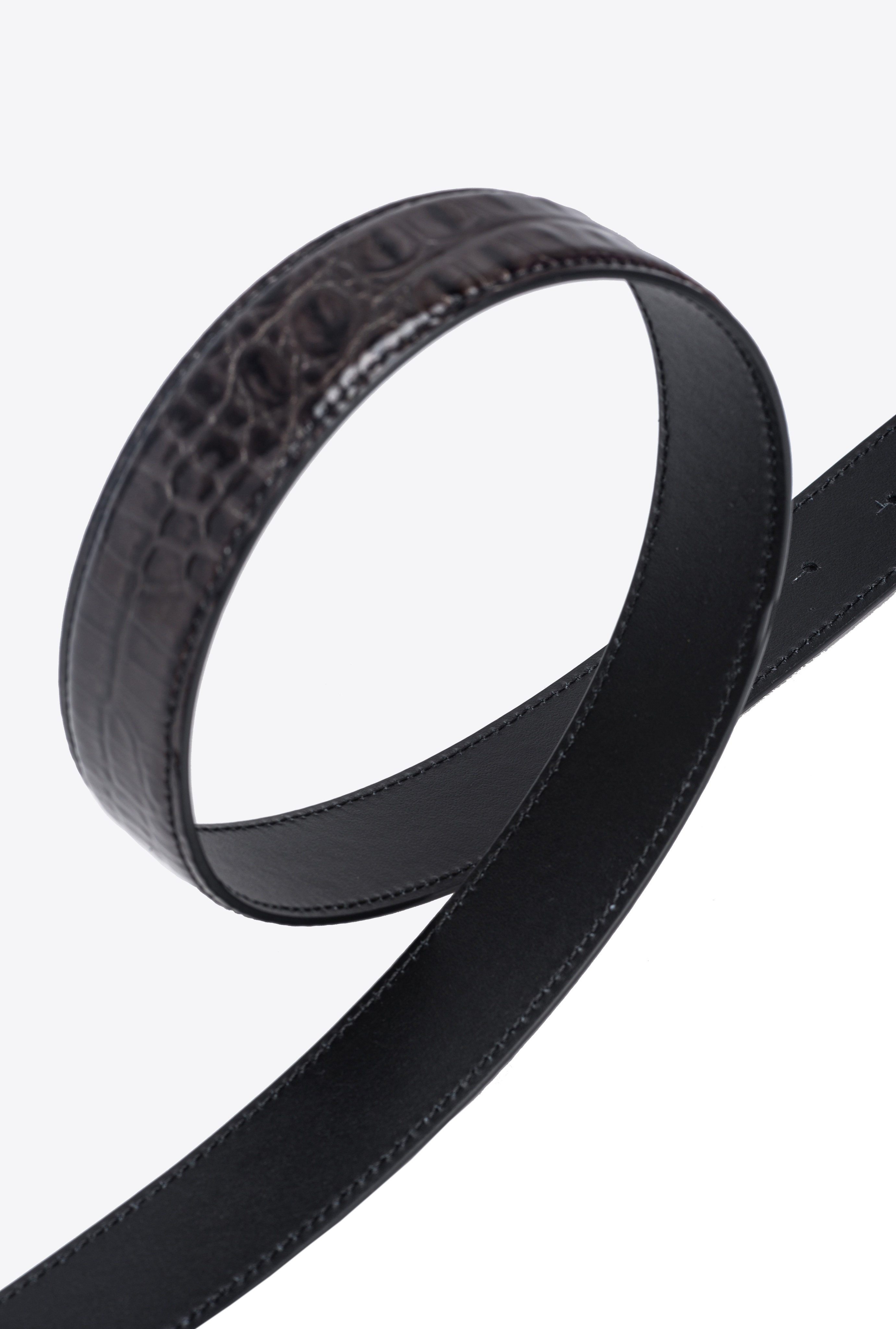 PINKO GALLERIA 3CM CROC-PRINT BELT WITH LOVE BIRDS BUCKLE - 4