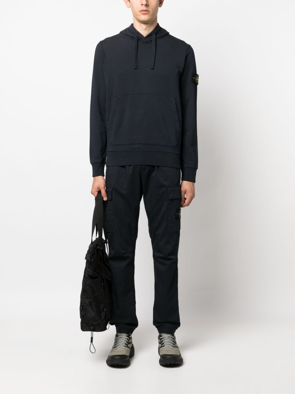 Compass-patch cotton hoodie - 2