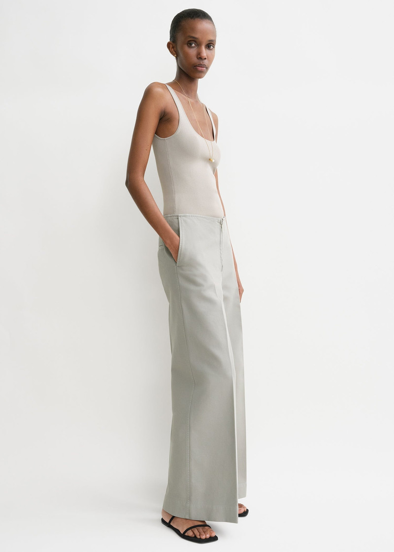 Zip-front wide trousers dove 3