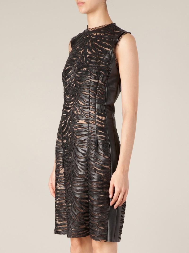 lace panel lambskin dress 3