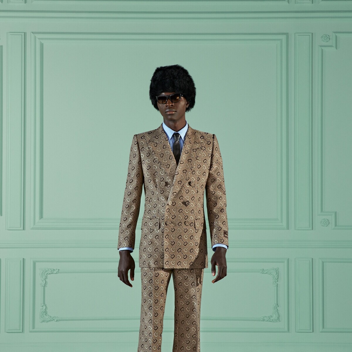 Gucci★素敵！Bi-Material Oversize Jacket Horsebit Print $_57.JPG?set_id=880000500F