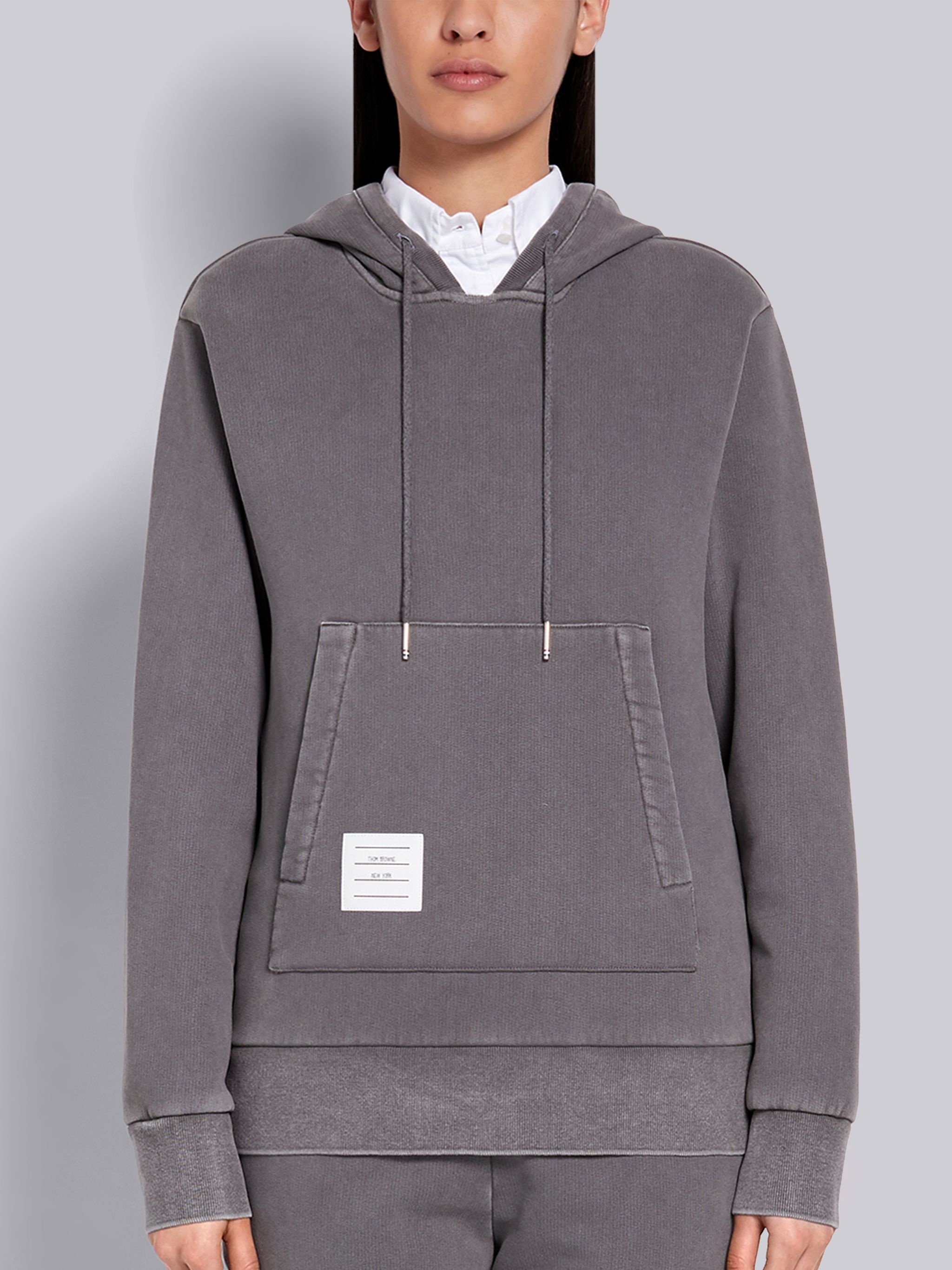 Medium Grey Classic Loopback Garment Dyed Relaxed Fit Pullover Hoodie - 1