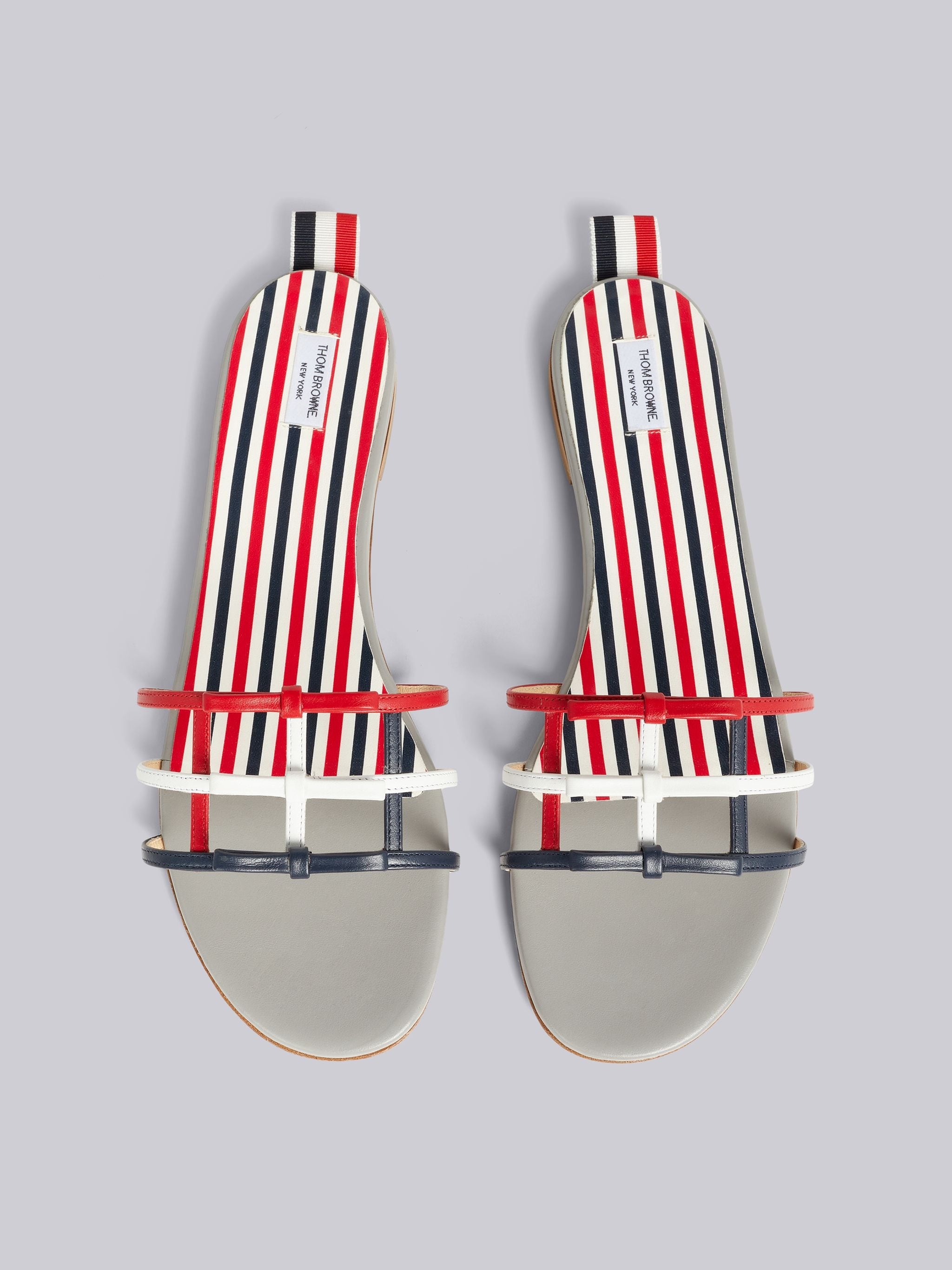 Multicolor Vitello Calf Leather 3-Bow Slide Sandal - 4