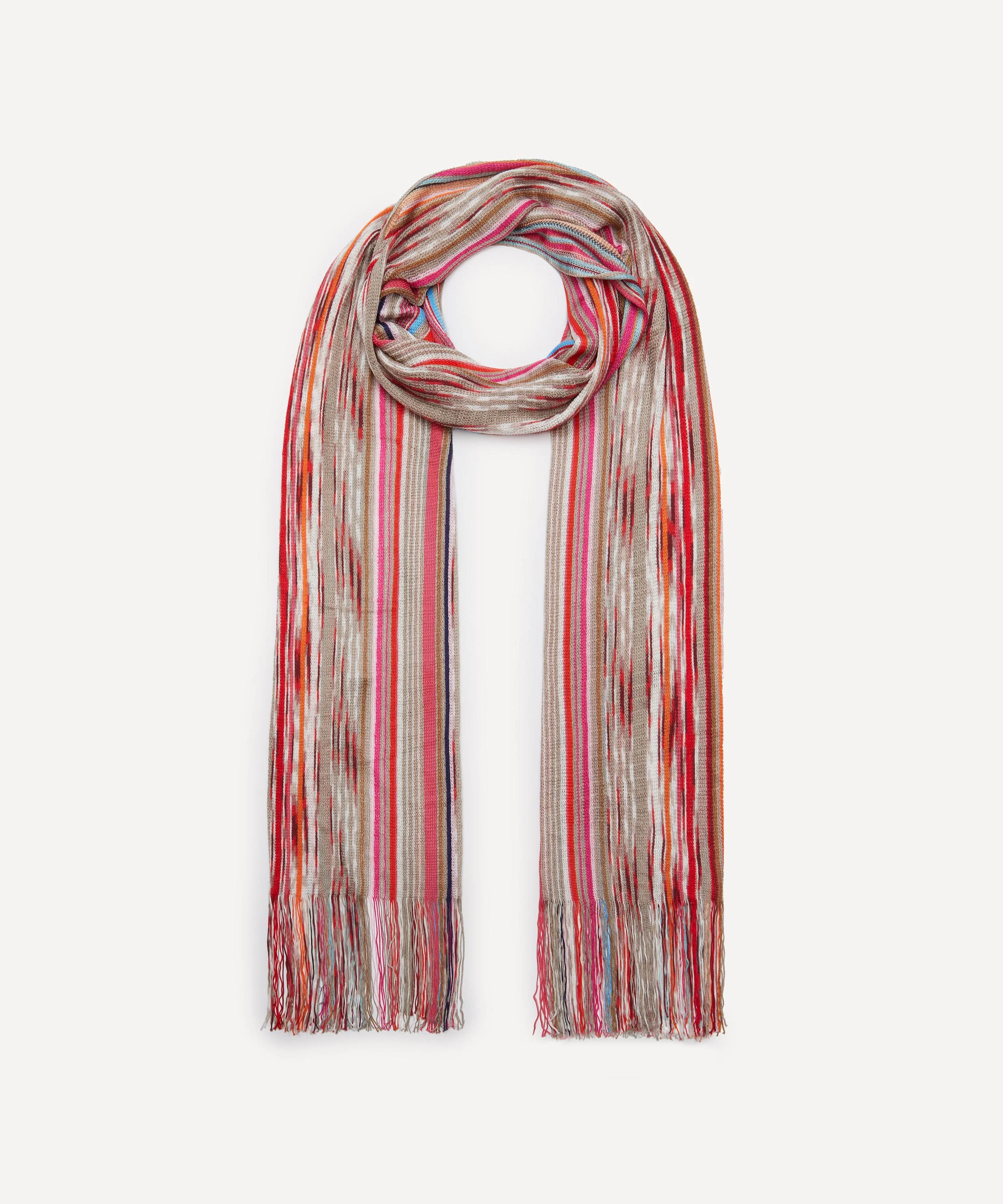 Fringed Striped Pink Scarf - 1