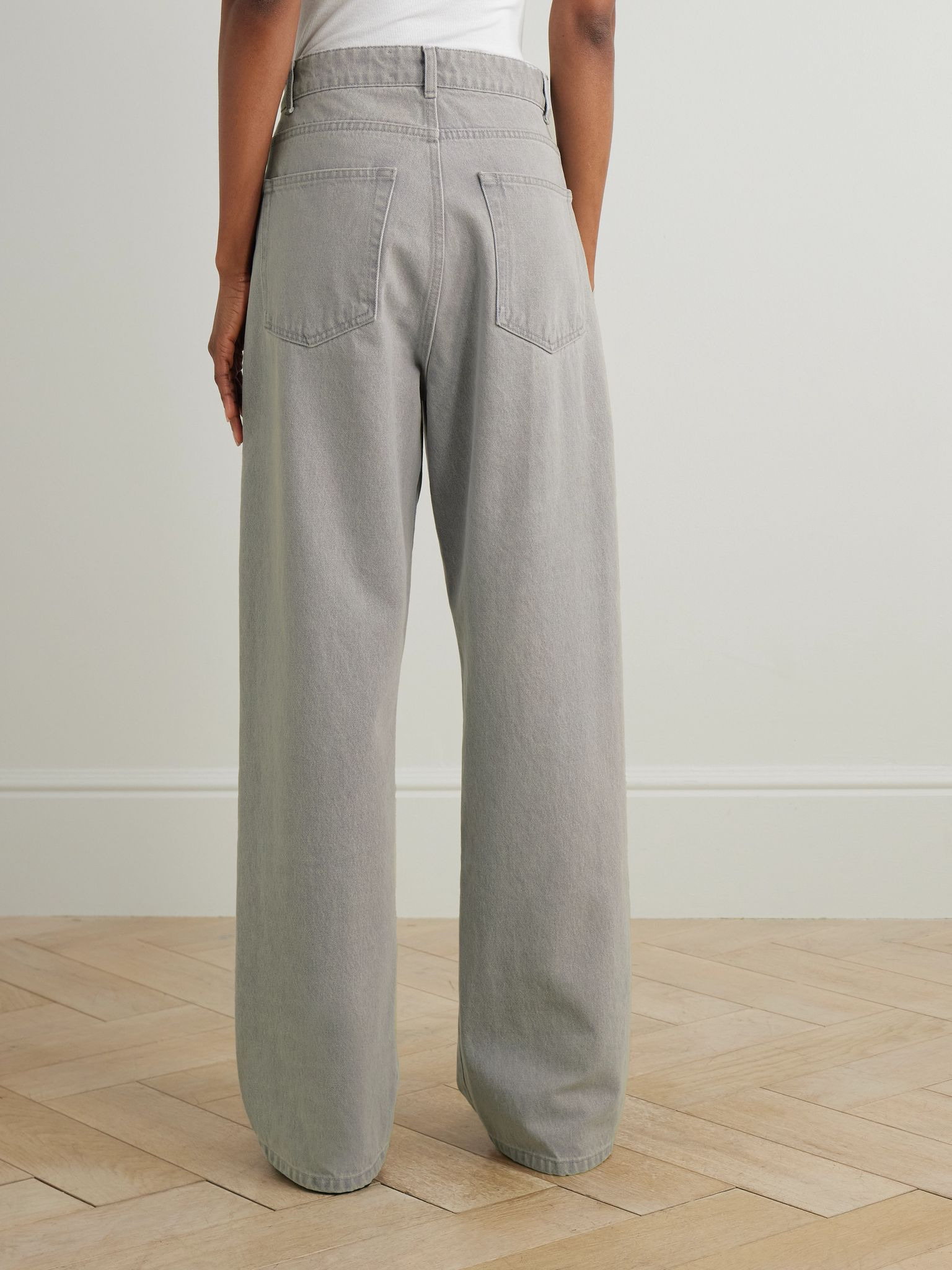 High-rise wide-leg jeans Light gray - 4