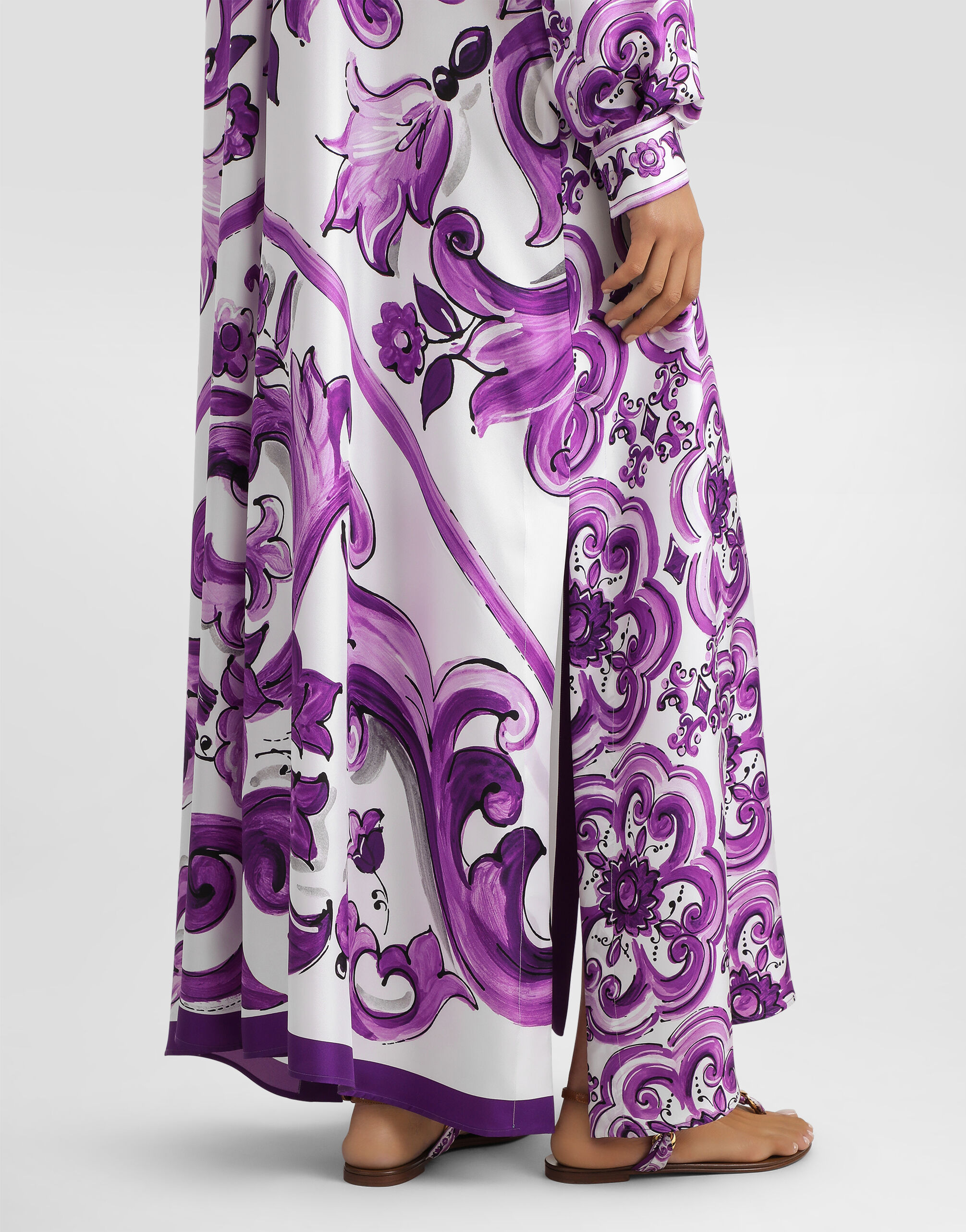 Majolica-print long twill shirt dress - 5