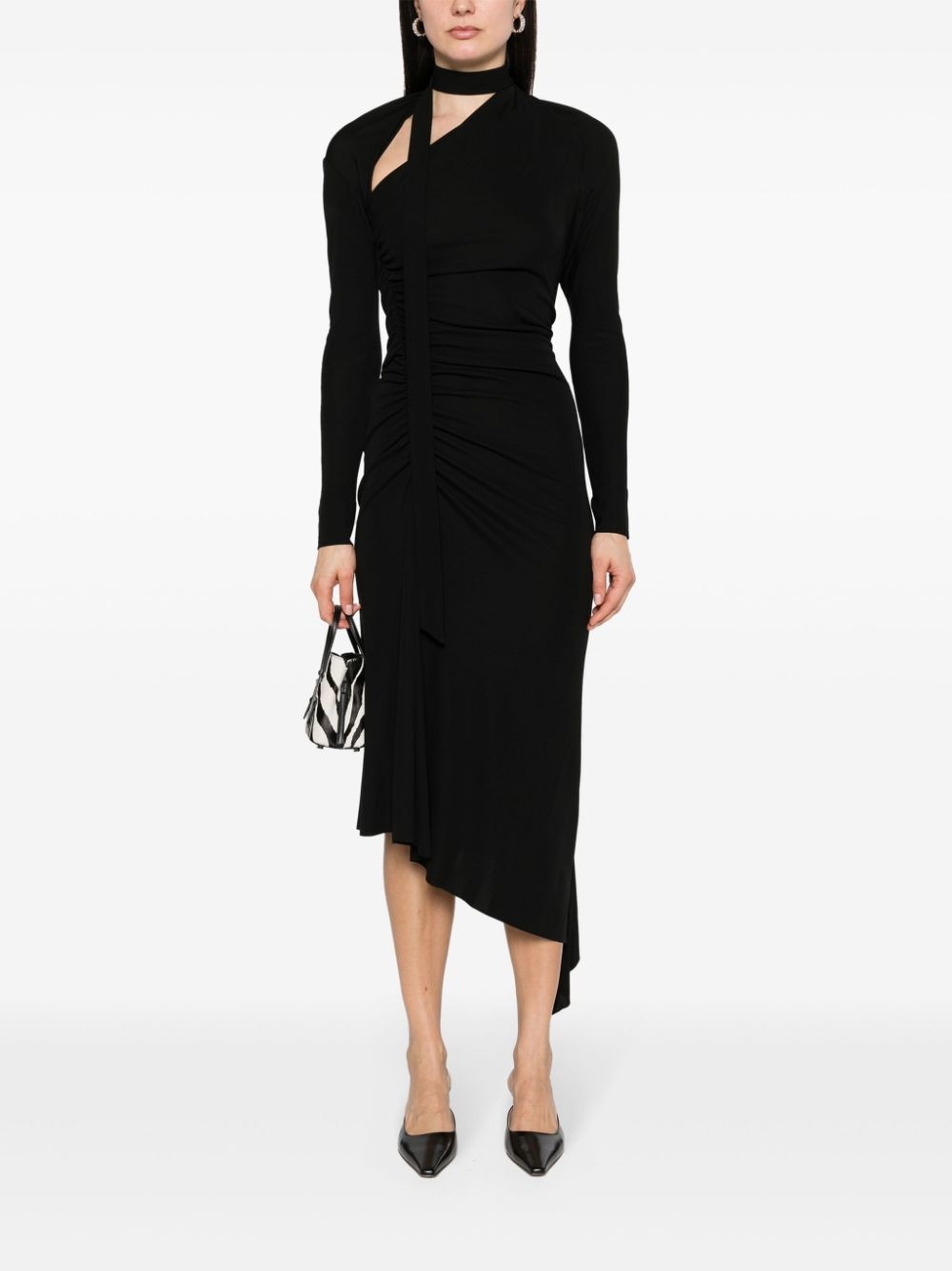 cut-out ruched midi dress - 2