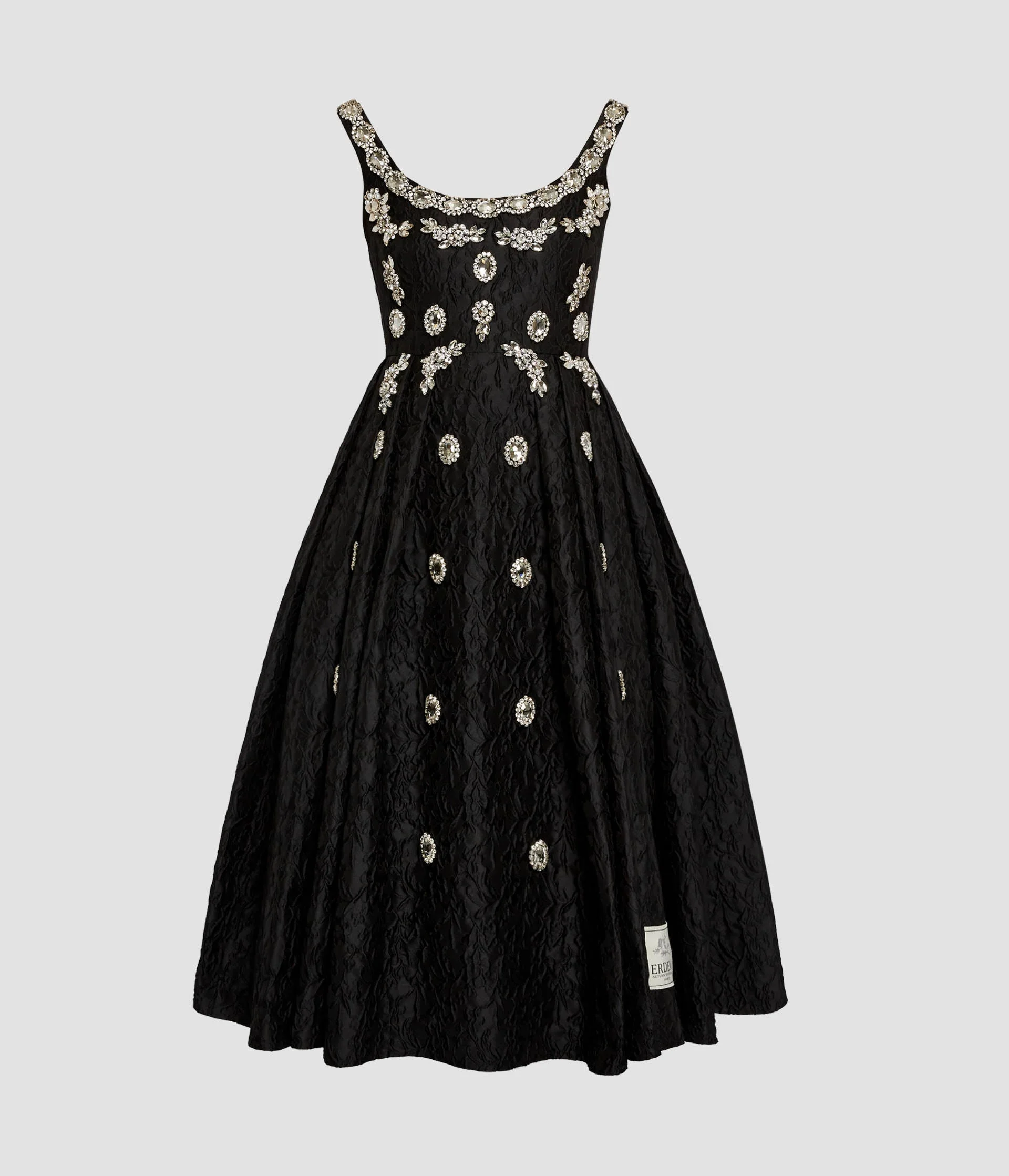 EMBROIDERED CLOQUE JACQUARD SLEEVELESS MIDI DRESS - 1