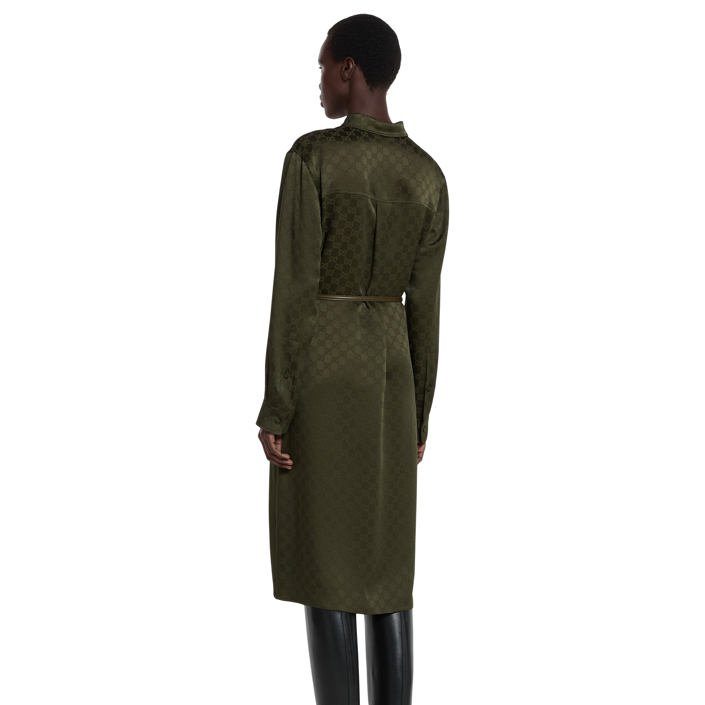 GG satin shirt dress - 4