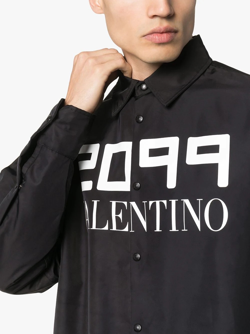 2099 logo print shirt jacket - 5