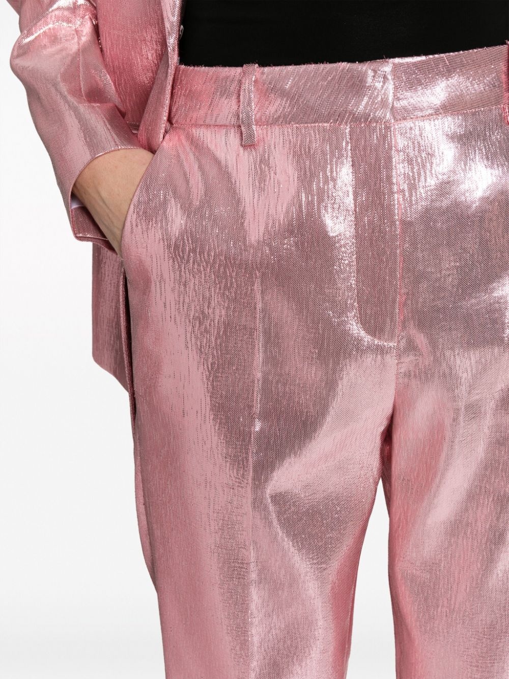 metallic-effect tailored trousers - 5