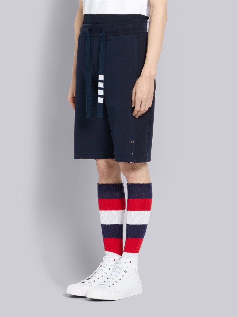 Navy Compact Double Knit Cotton Side Vent 4-Bar Sweatshorts 3