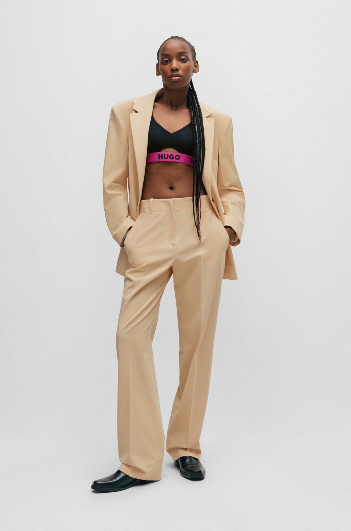 OVERSIZE-FIT JACKET IN STRETCH FABRIC WITH SINGLE BUTTON - 3