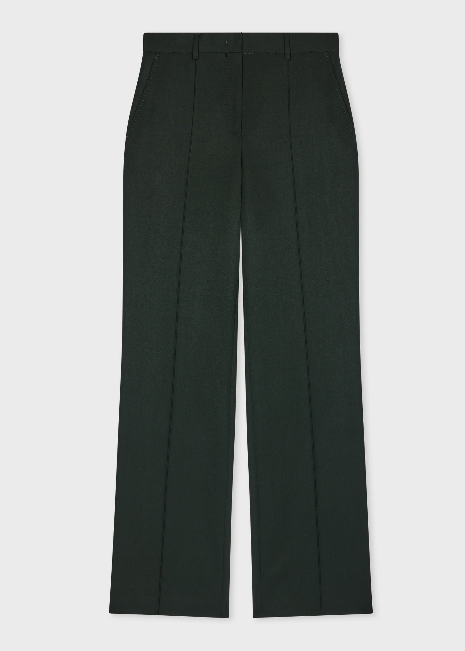 Women's Dark Green Wool Gabardine Trousers - 1