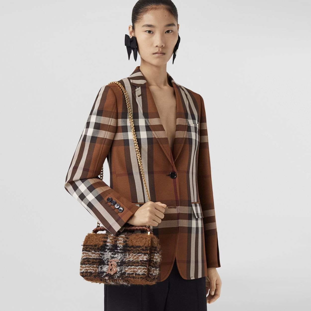 Exaggerated Check Mohair Blend Small Lola Bag - 3