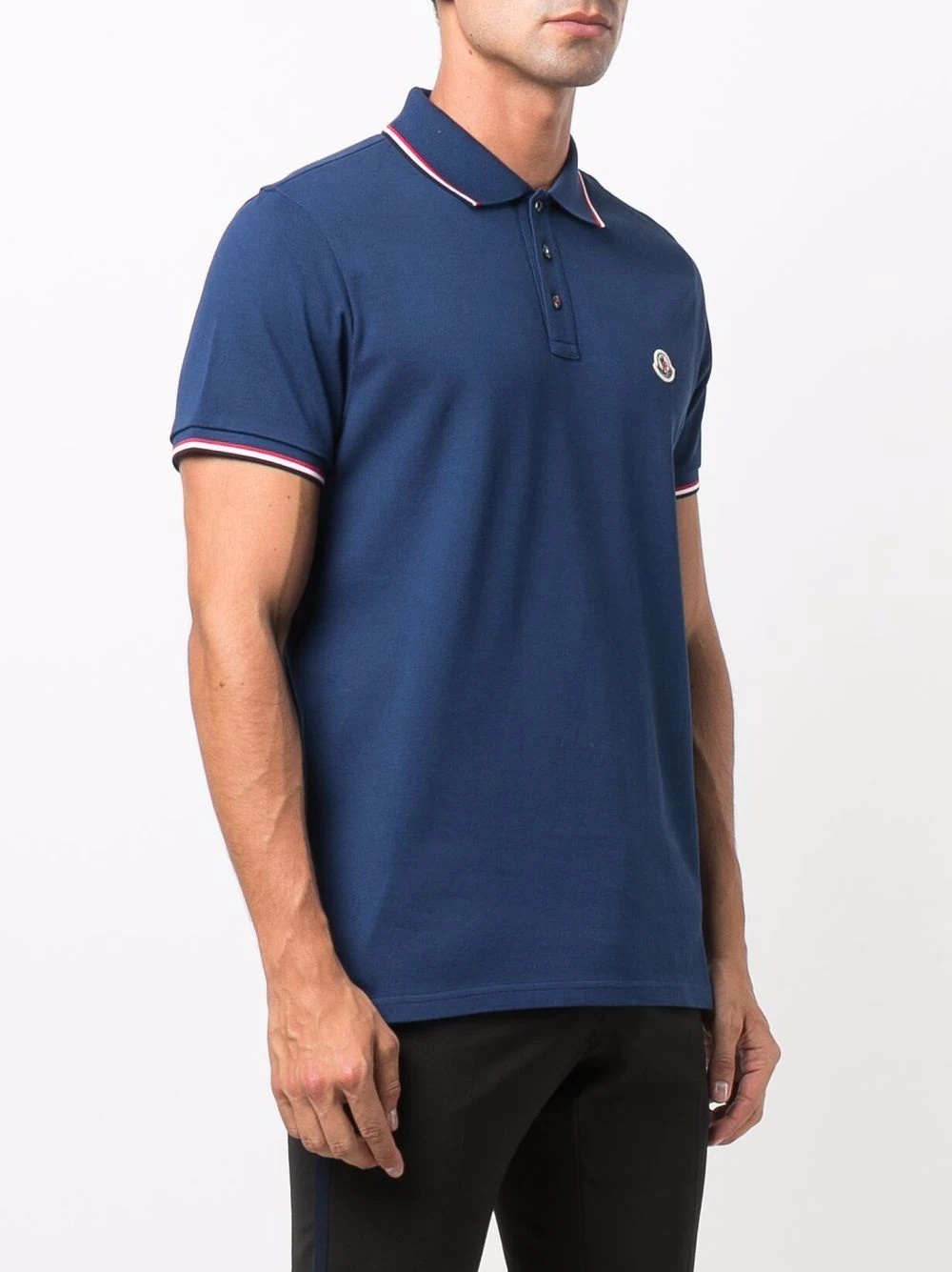 stripe-trim logo-patch polo shirt - 3