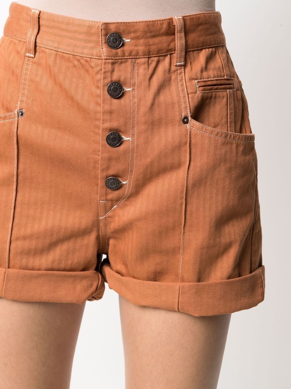 button-fastening cotton shorts - 5