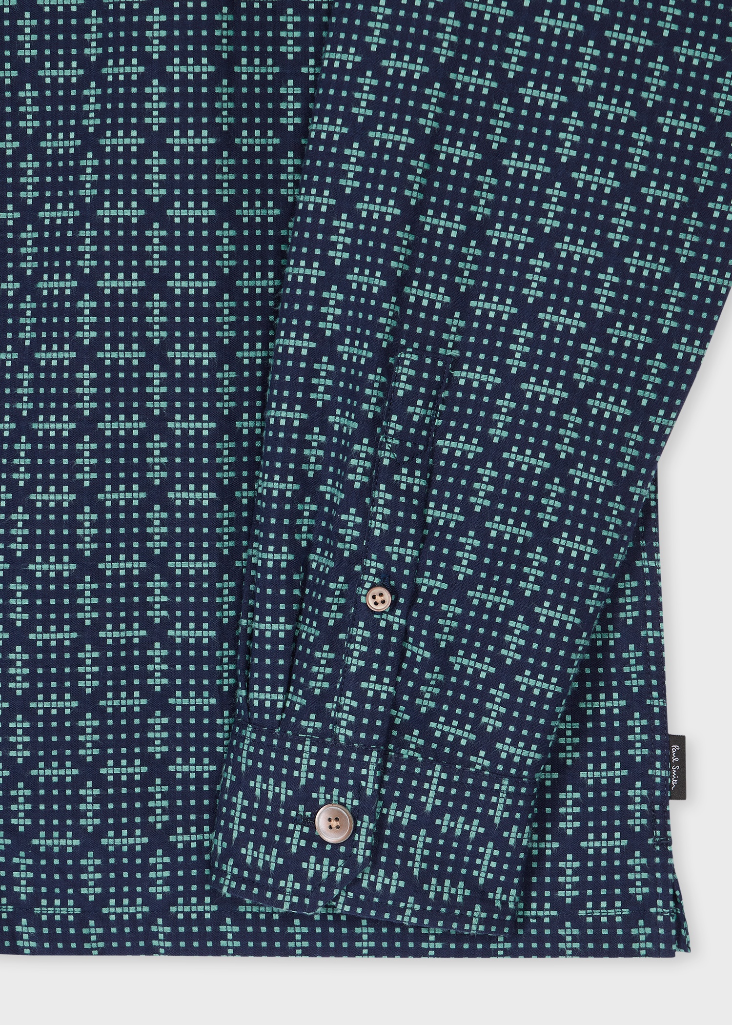 Navy Cross-Stitch Textured Jacquard Shirt - 2