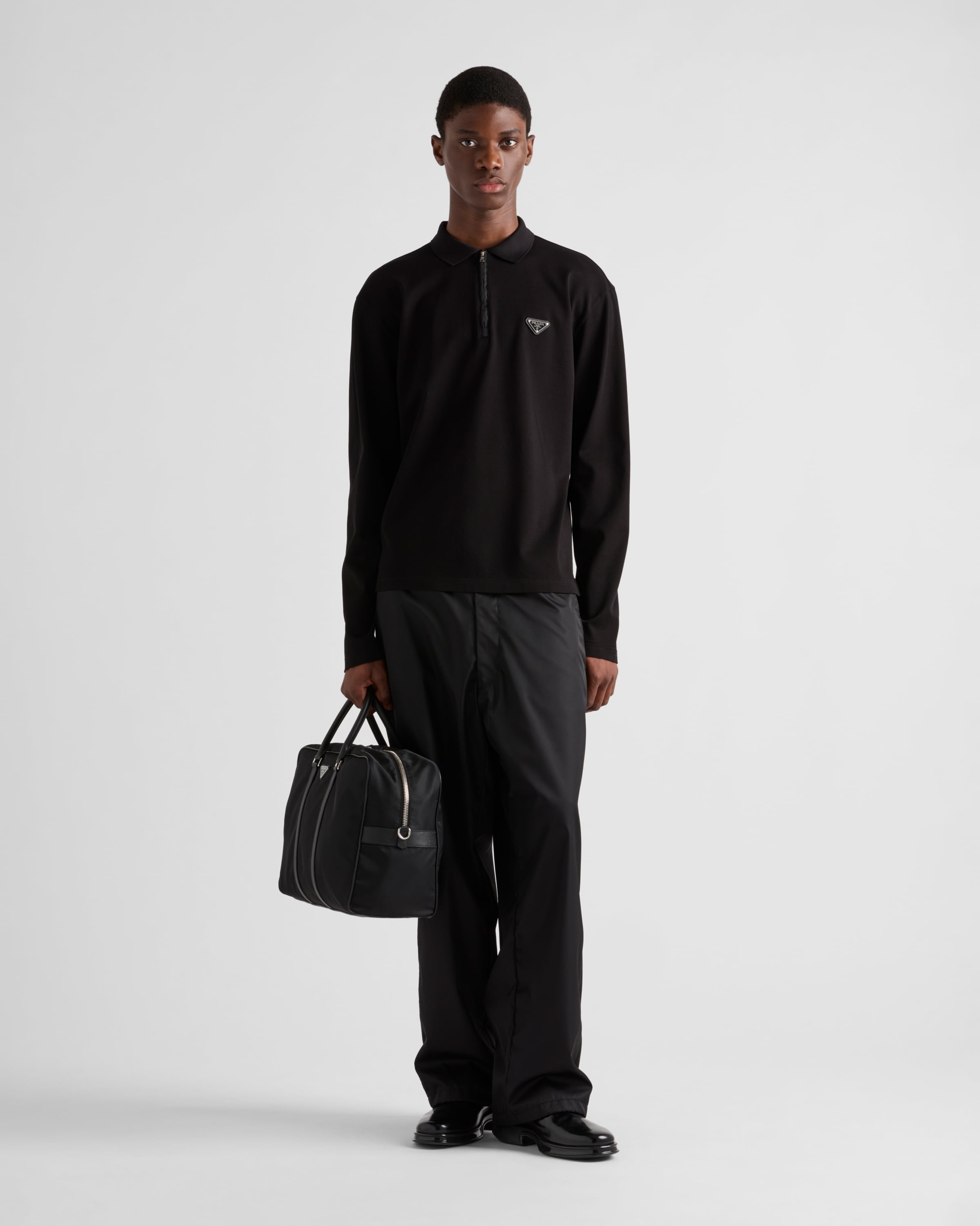 Long-sleeved piqué and Re-Nylon polo shirt - 2