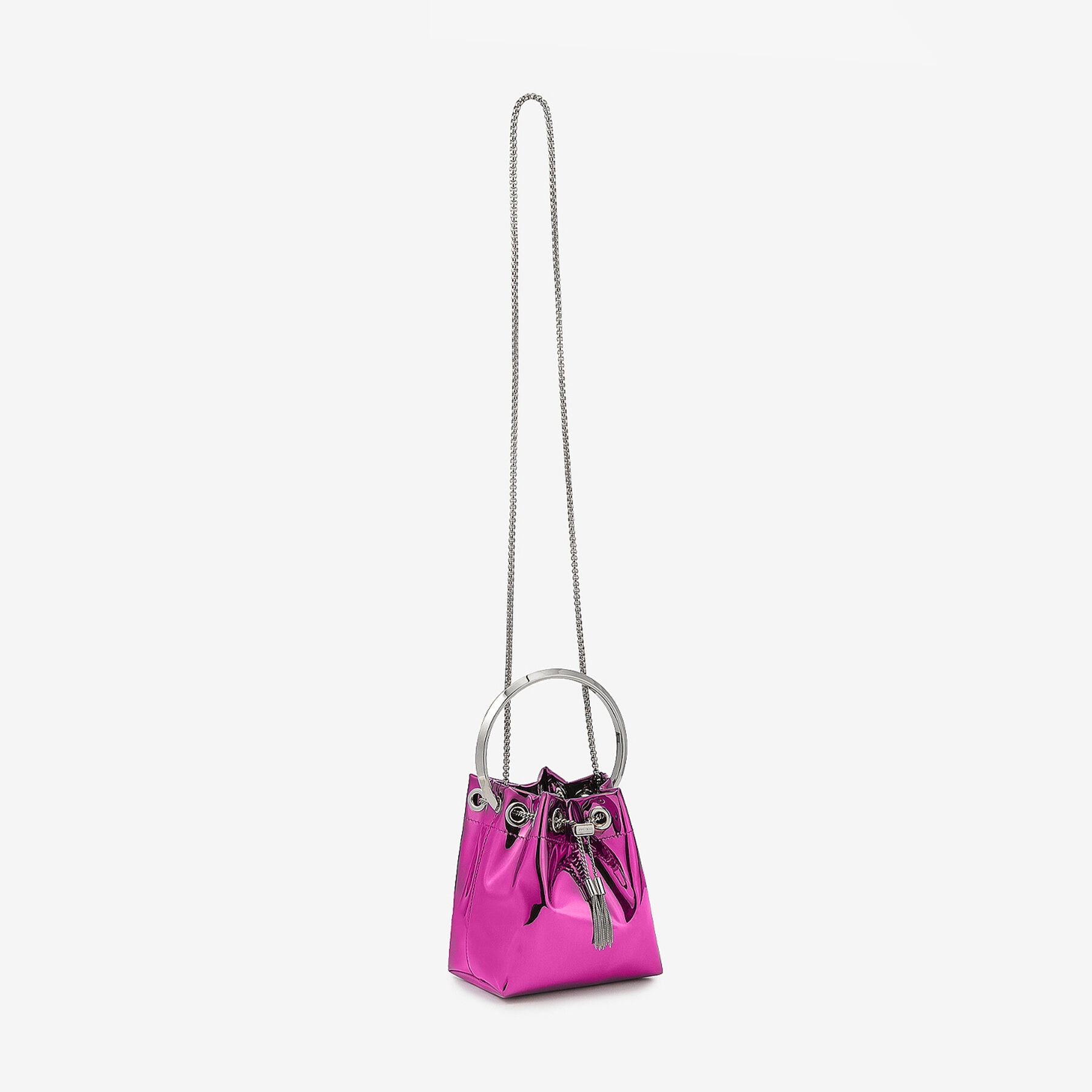 Bon Bon
Pink Mirror Fabric Mini Bag with Metal Handle - 4