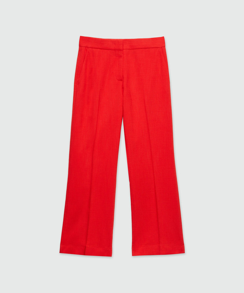 Red trousers in slub viscose canvas - 1
