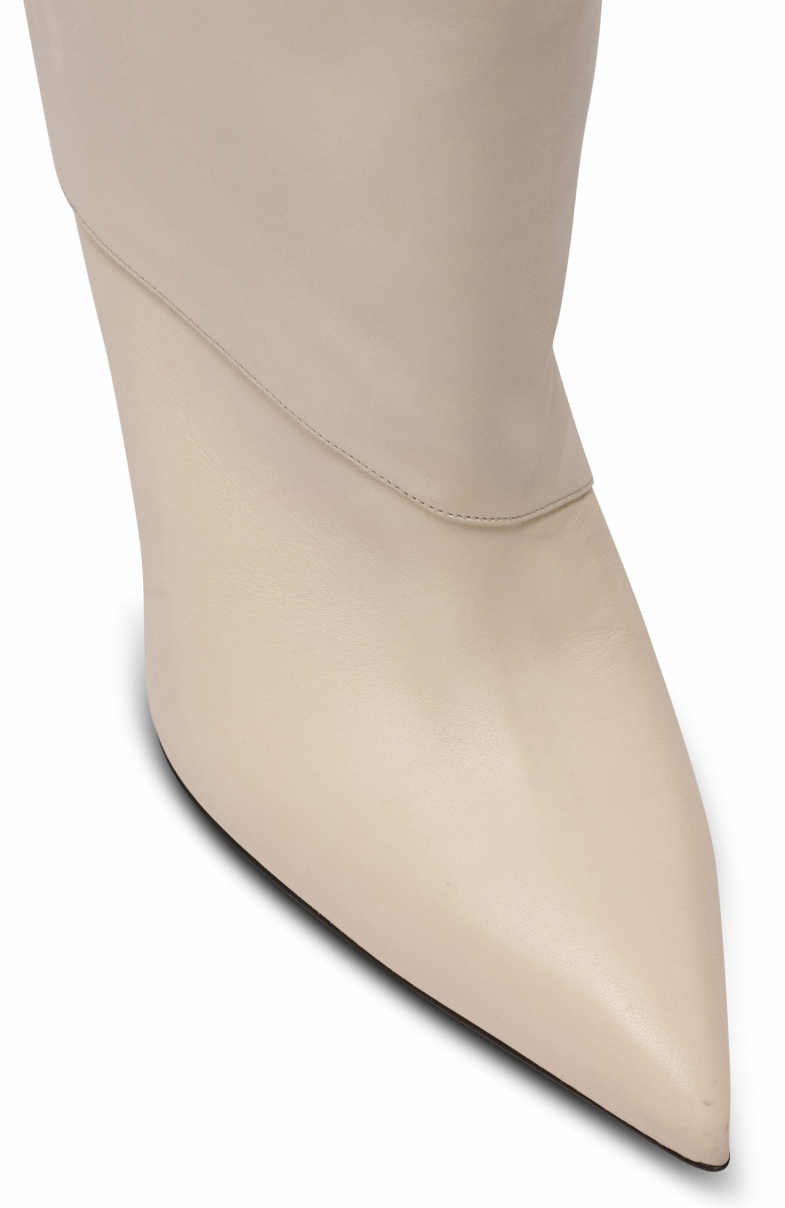 Balmain Twist Heeled Leather Boots in Beige at Nordstrom - 7