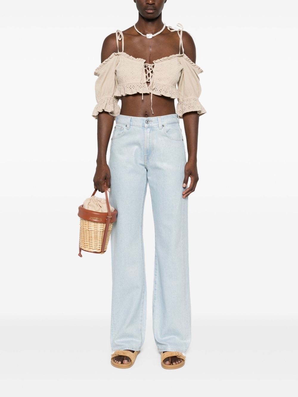 broderie-anglaise crop top - 2
