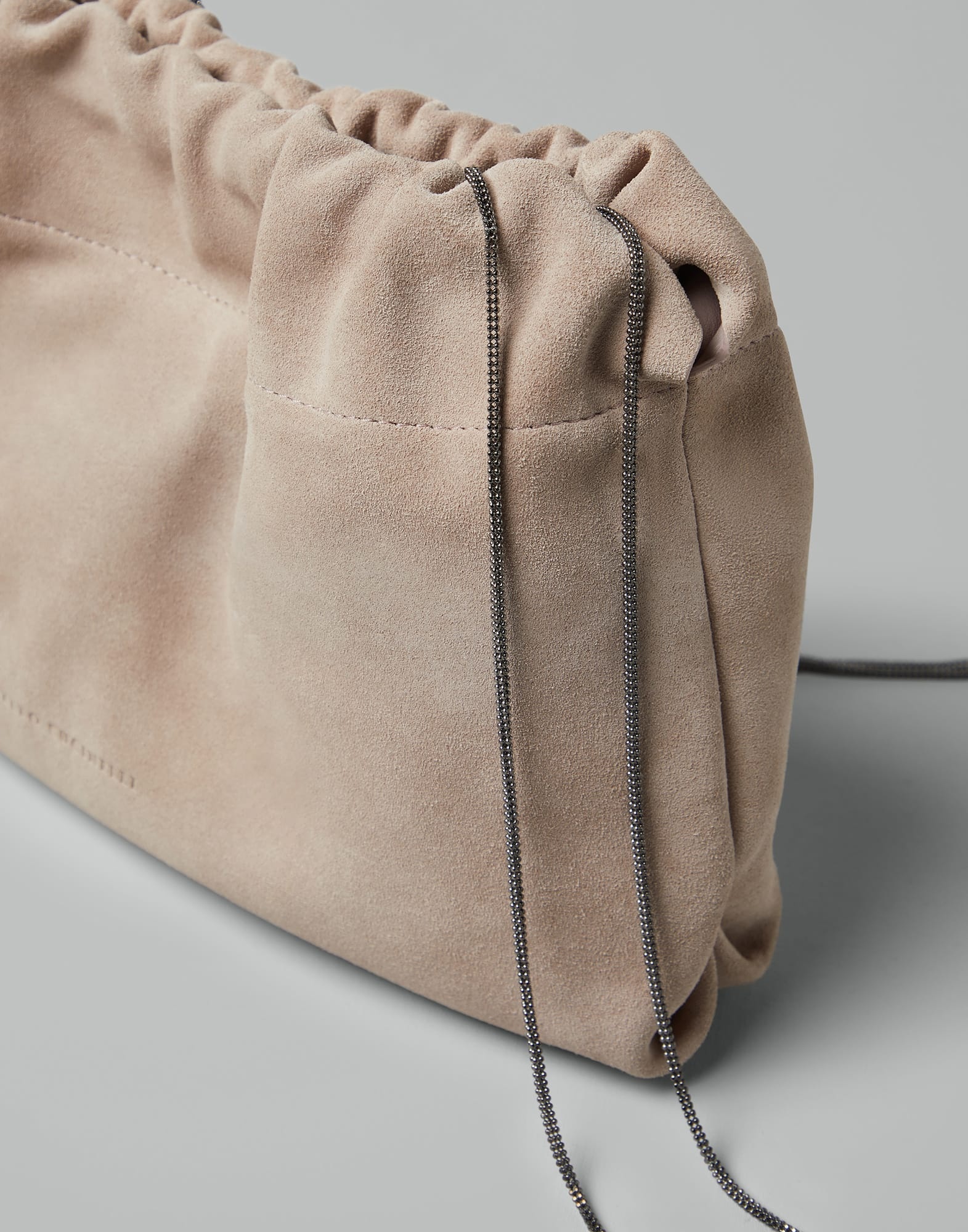 Suede soft bag with precious chain - 3