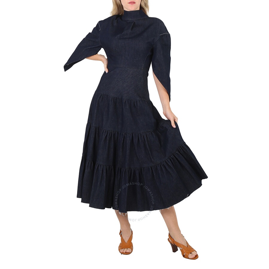 Chloe Ladies Denim Tiered Midi Dress - 4