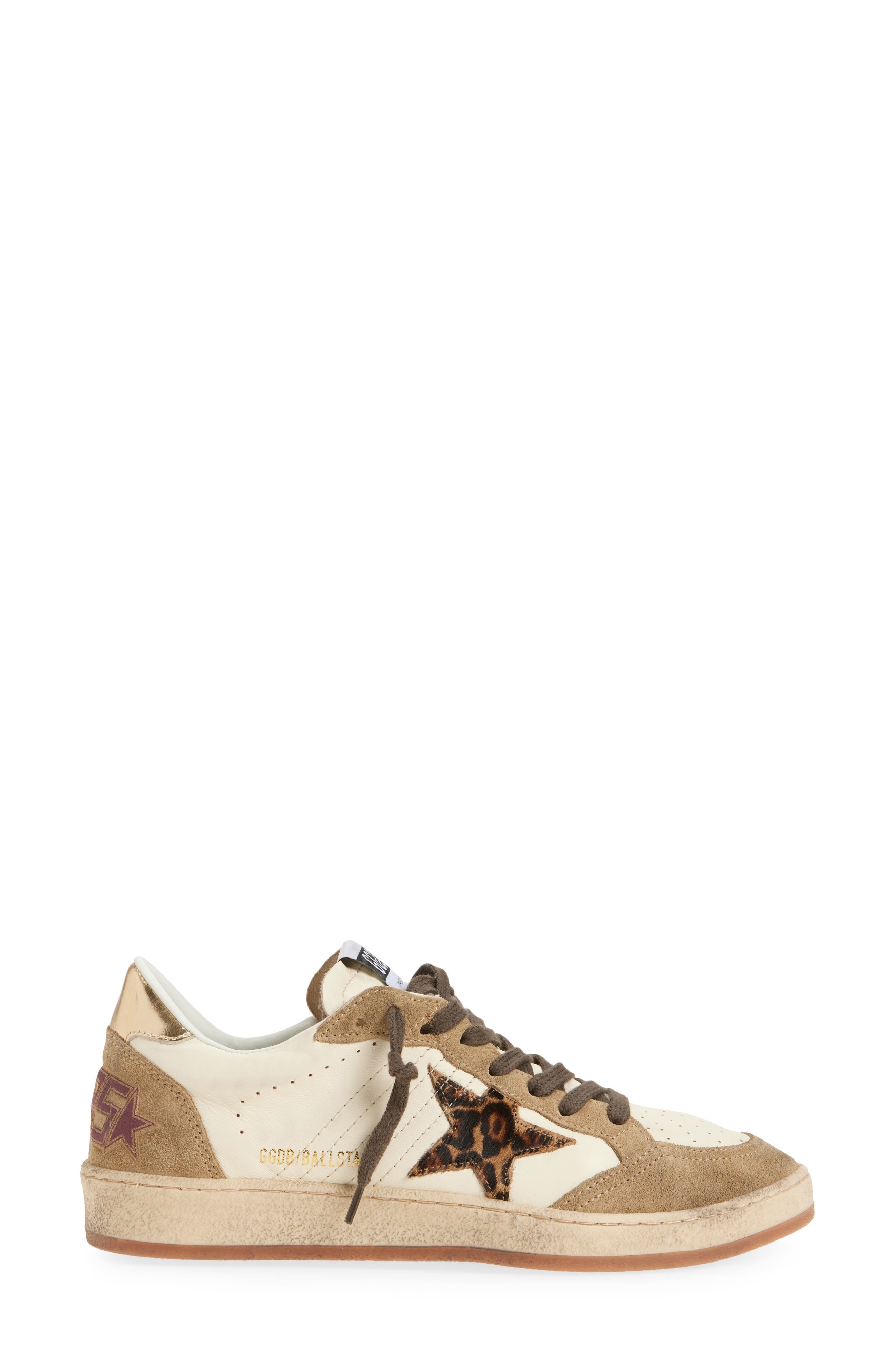 Golden Goose Ball Star Sneaker in White/Brown/Gold at Nordstrom - 3