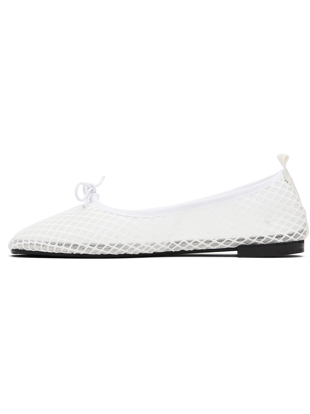 White Garance Square Toe Ballerina Flats - 3