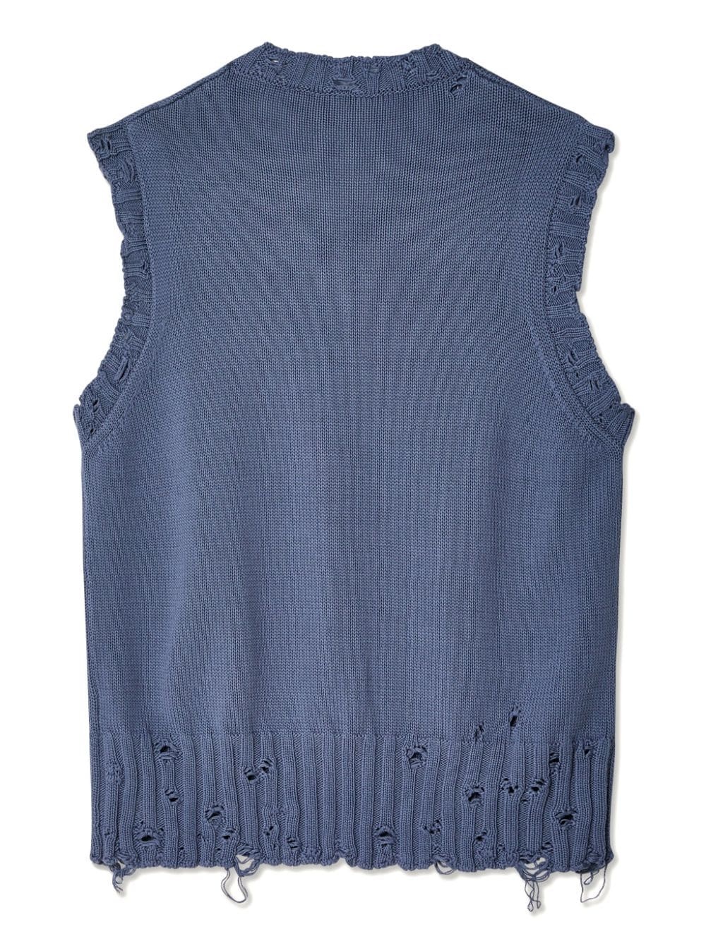distressed V-neck knit vest - 2