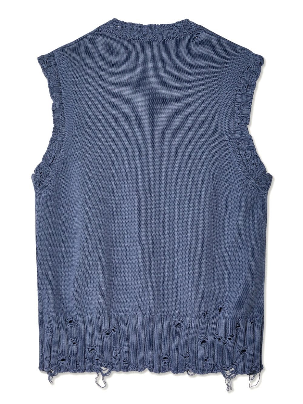 distressed V-neck knit vest - 2