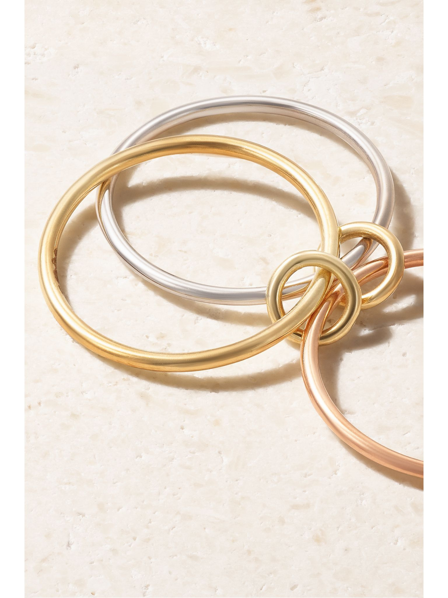 Cyllene set of three 18-karat yellow, white and rose gold rings Gold - 4