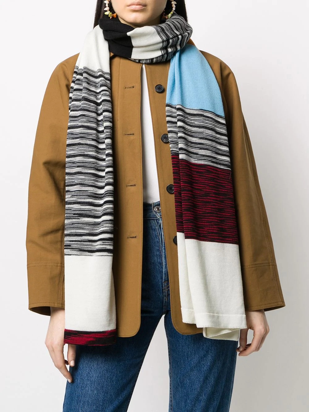 striped block color scarf - 2