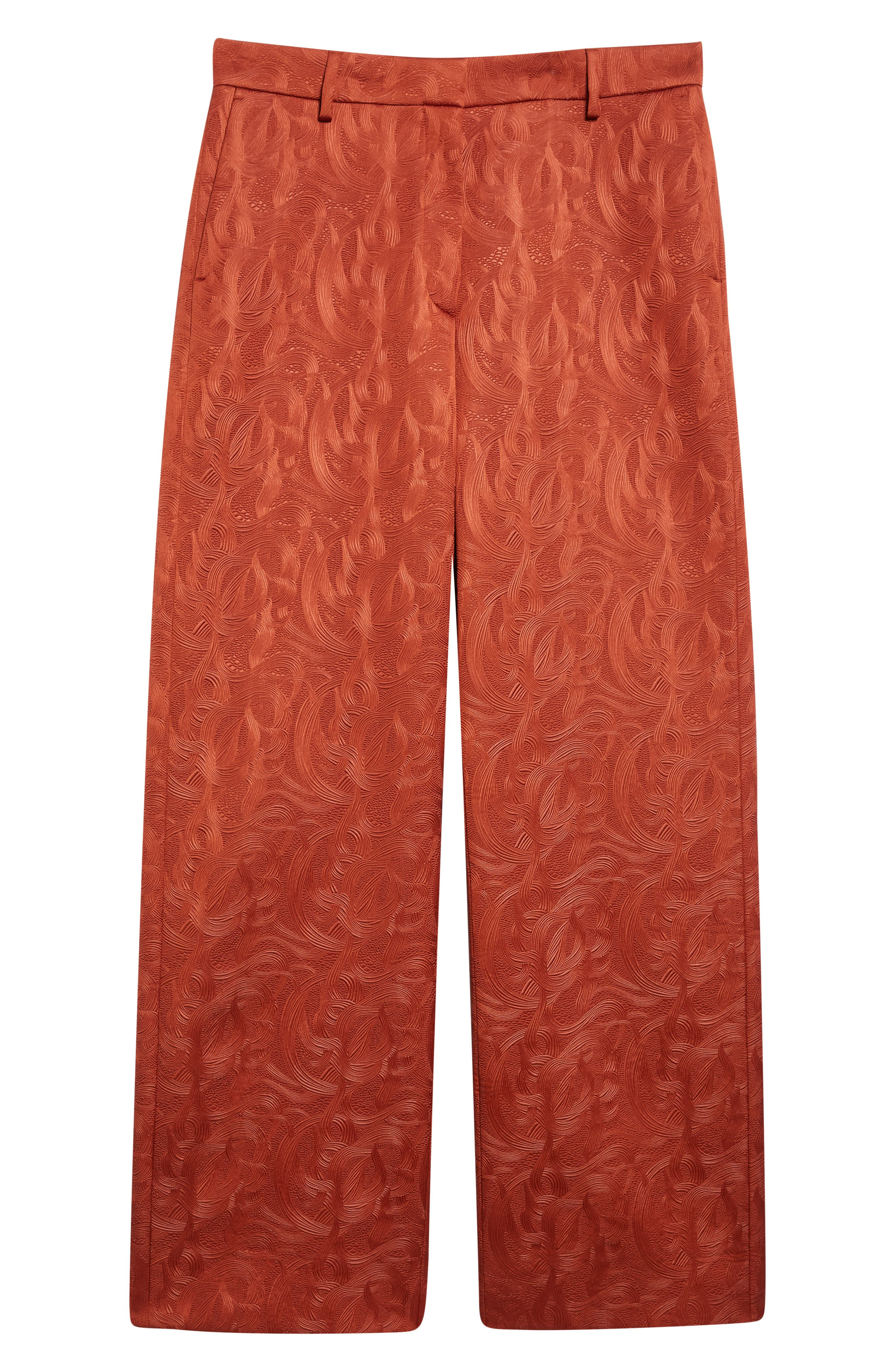 Dries Van Noten Paxy Abstract Swirl Jacquard Straight Leg Pants in Rust at Nordstrom - 1