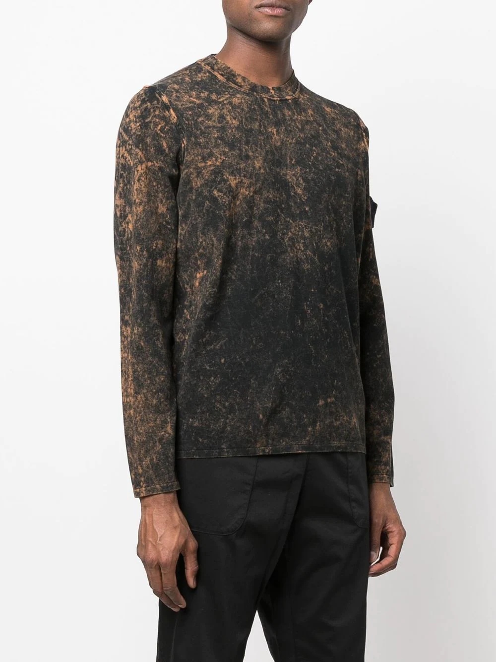 bleached-effect crew neck jumper - 3