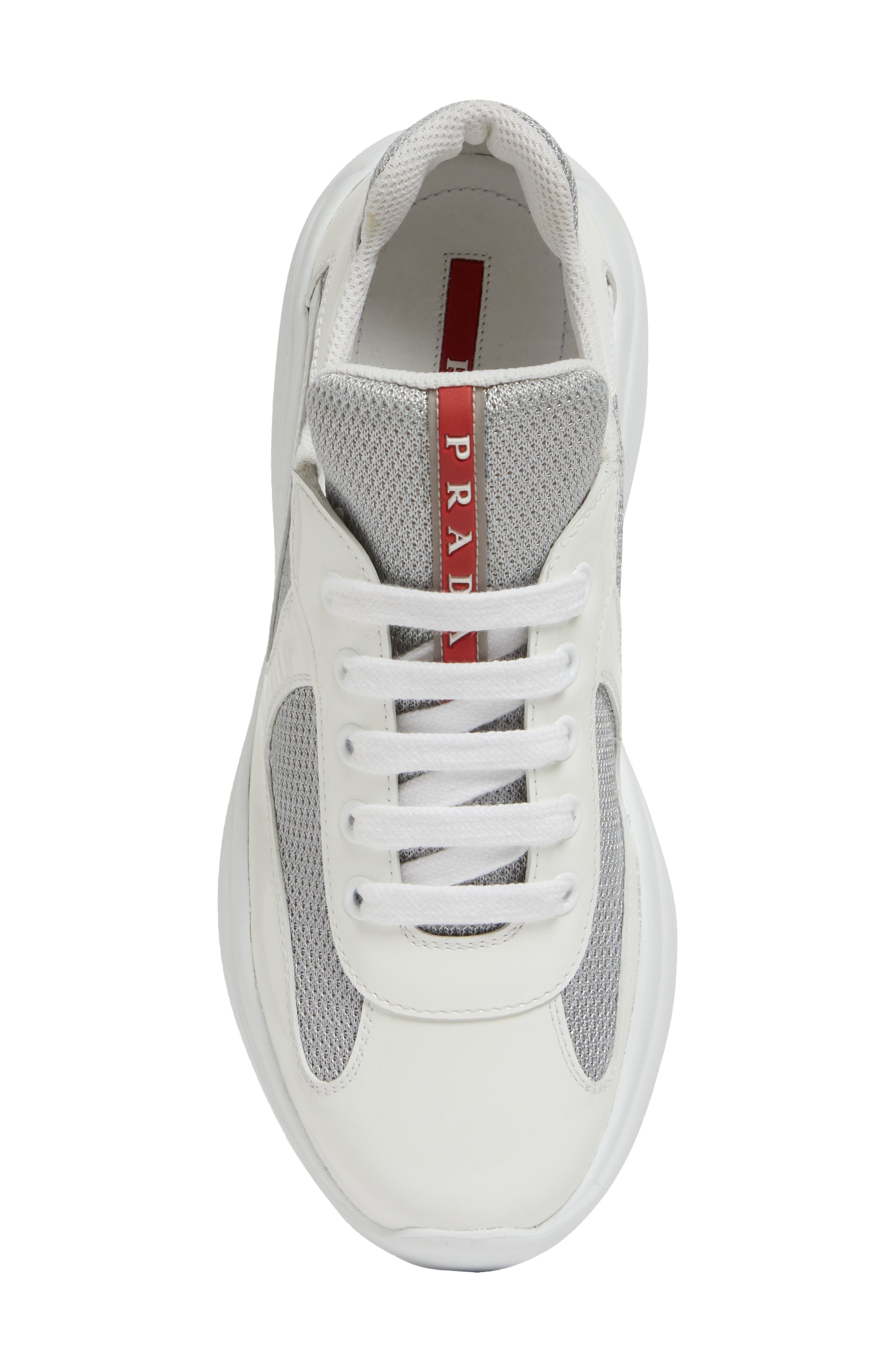 Prada America's Cup Sneaker in Bianco/Argento at Nordstrom - 5