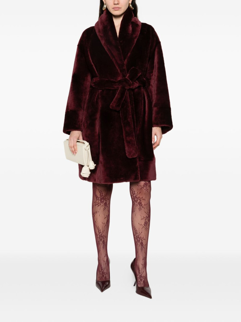 NOUR HAMMOUR Juno belted fur coat outlook