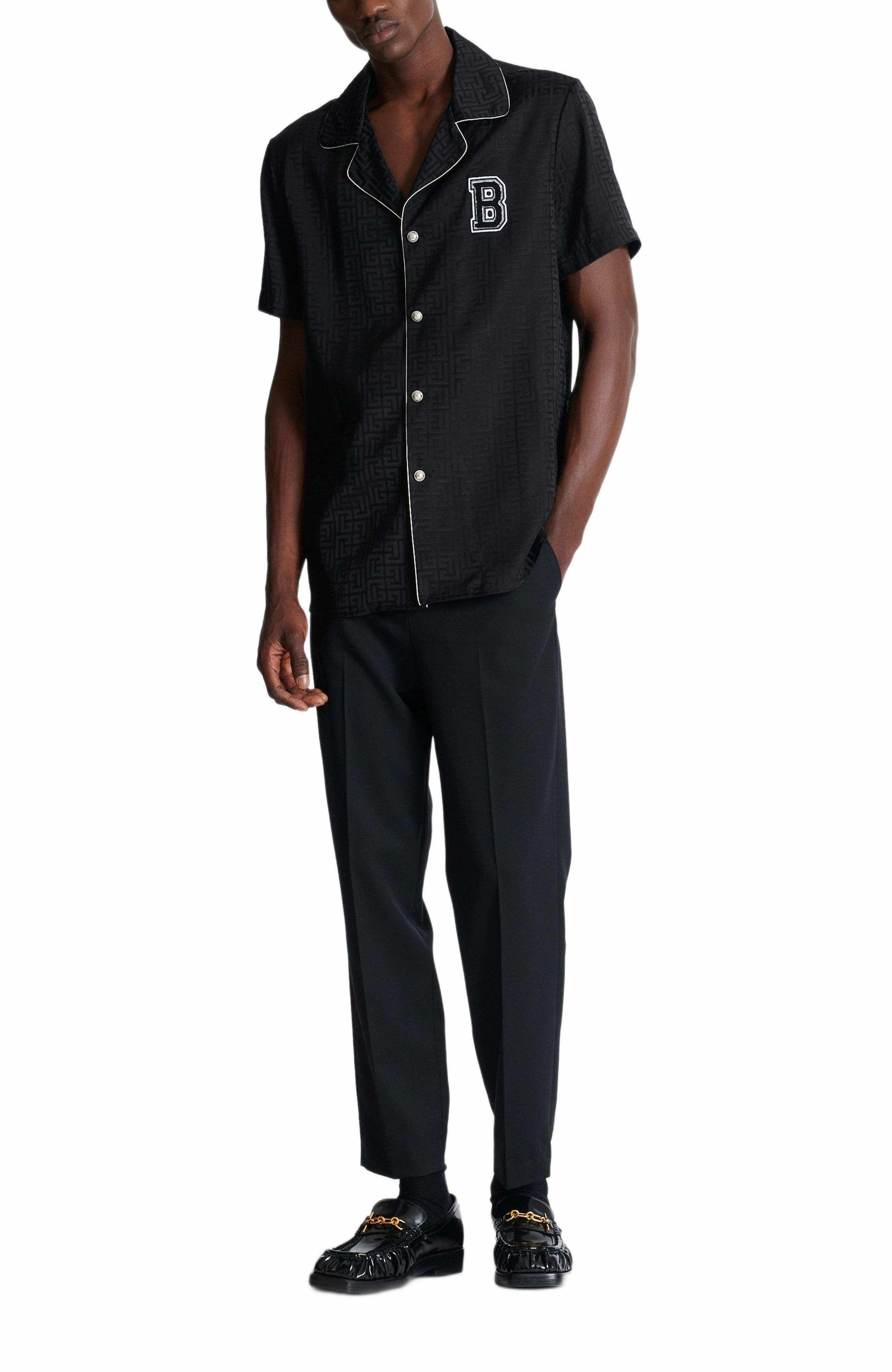 Balmain Varsity pyjama shirt in Black at Nordstrom - 3