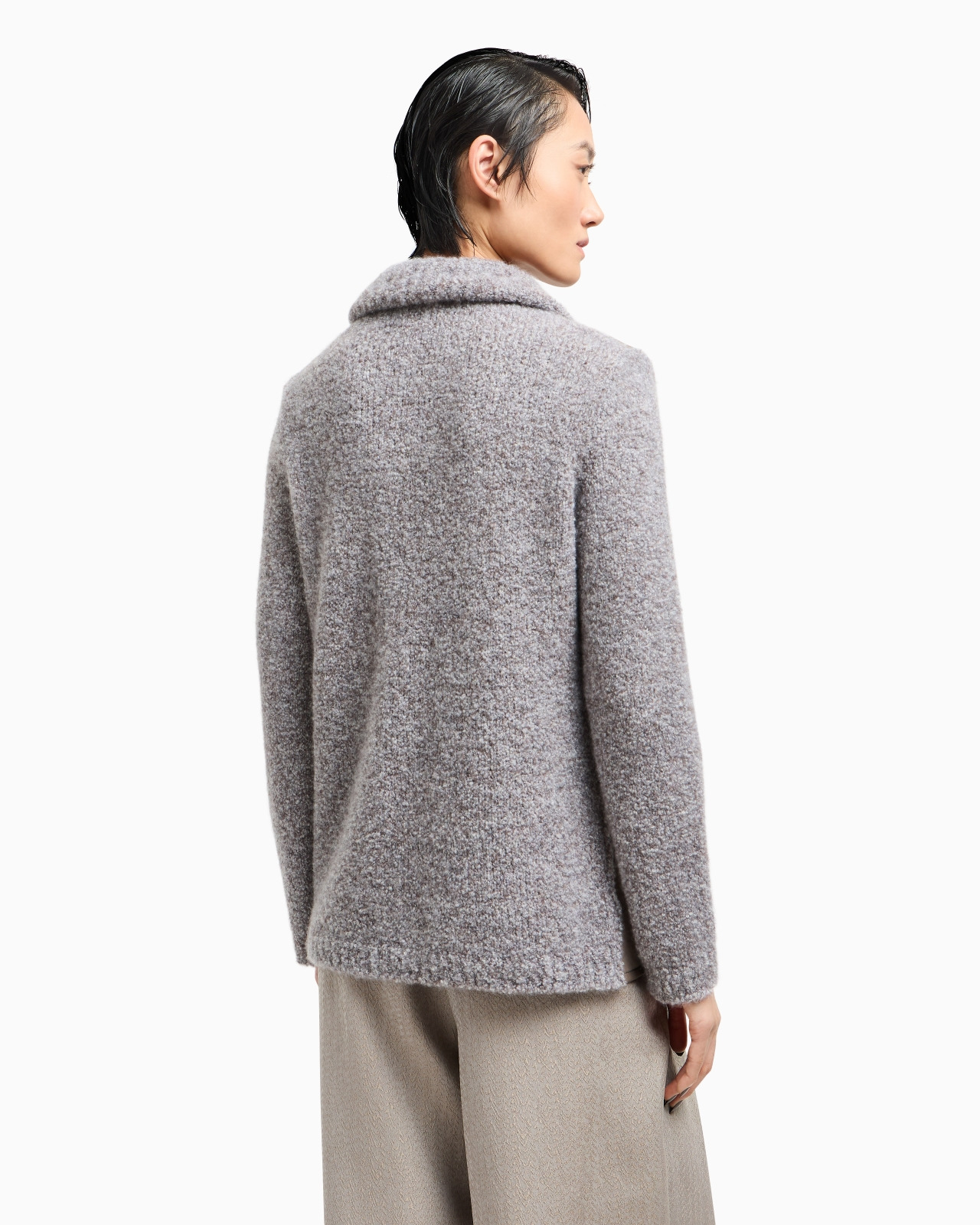 JACKET IN CALFSKIN AND CASHMERE AND SILK BOUCLÉ - 3
