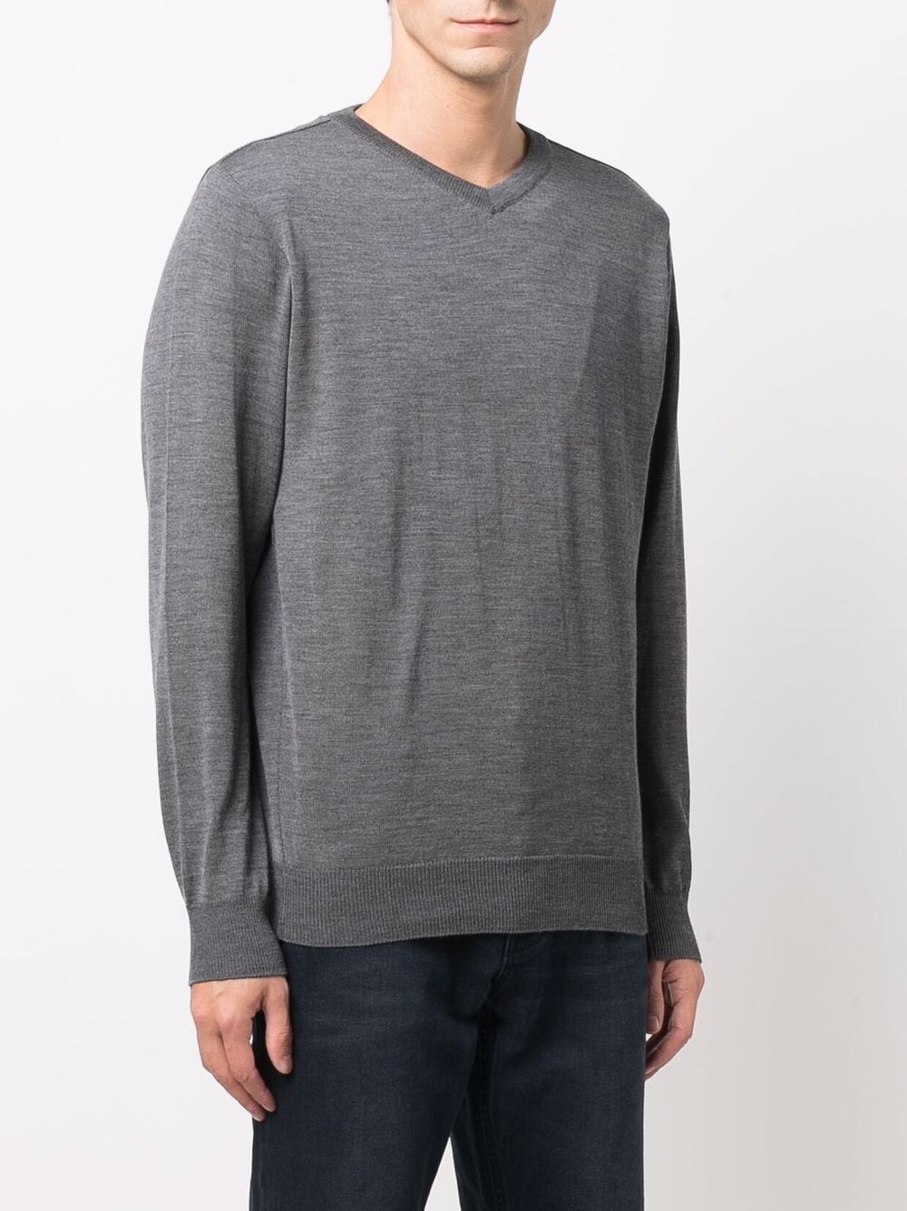 v-neck fine knit jumper - 3