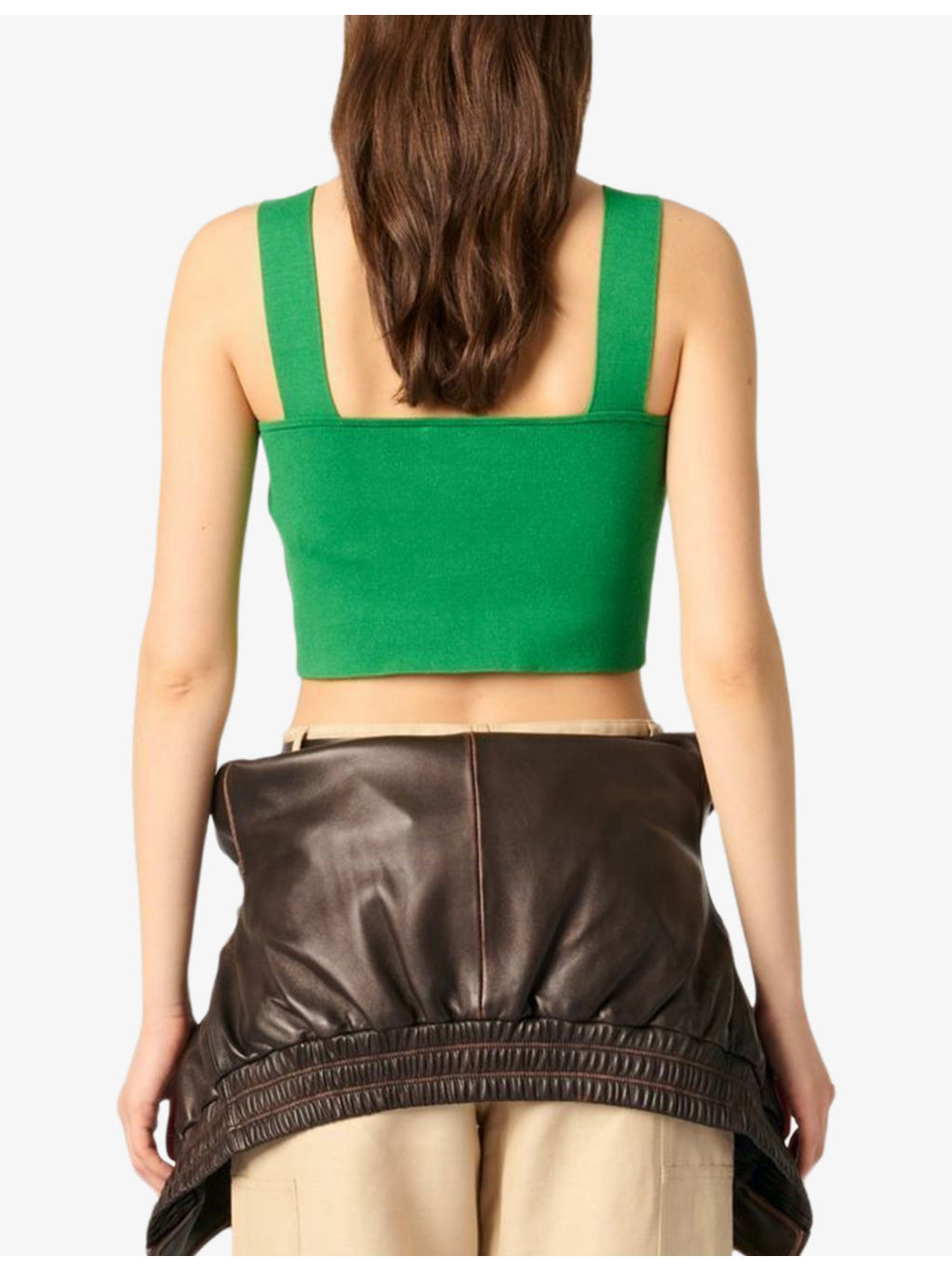 Square-Neck Cropped Knitted Top - 4