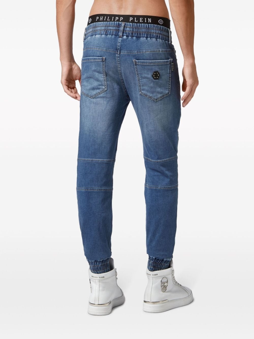 ribbed-detail slim-cut jeans - 3