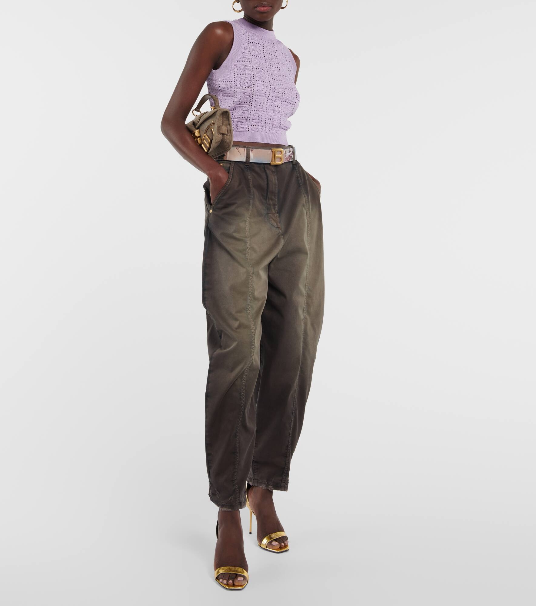 Faded high-rise wide denim jeans - 2
