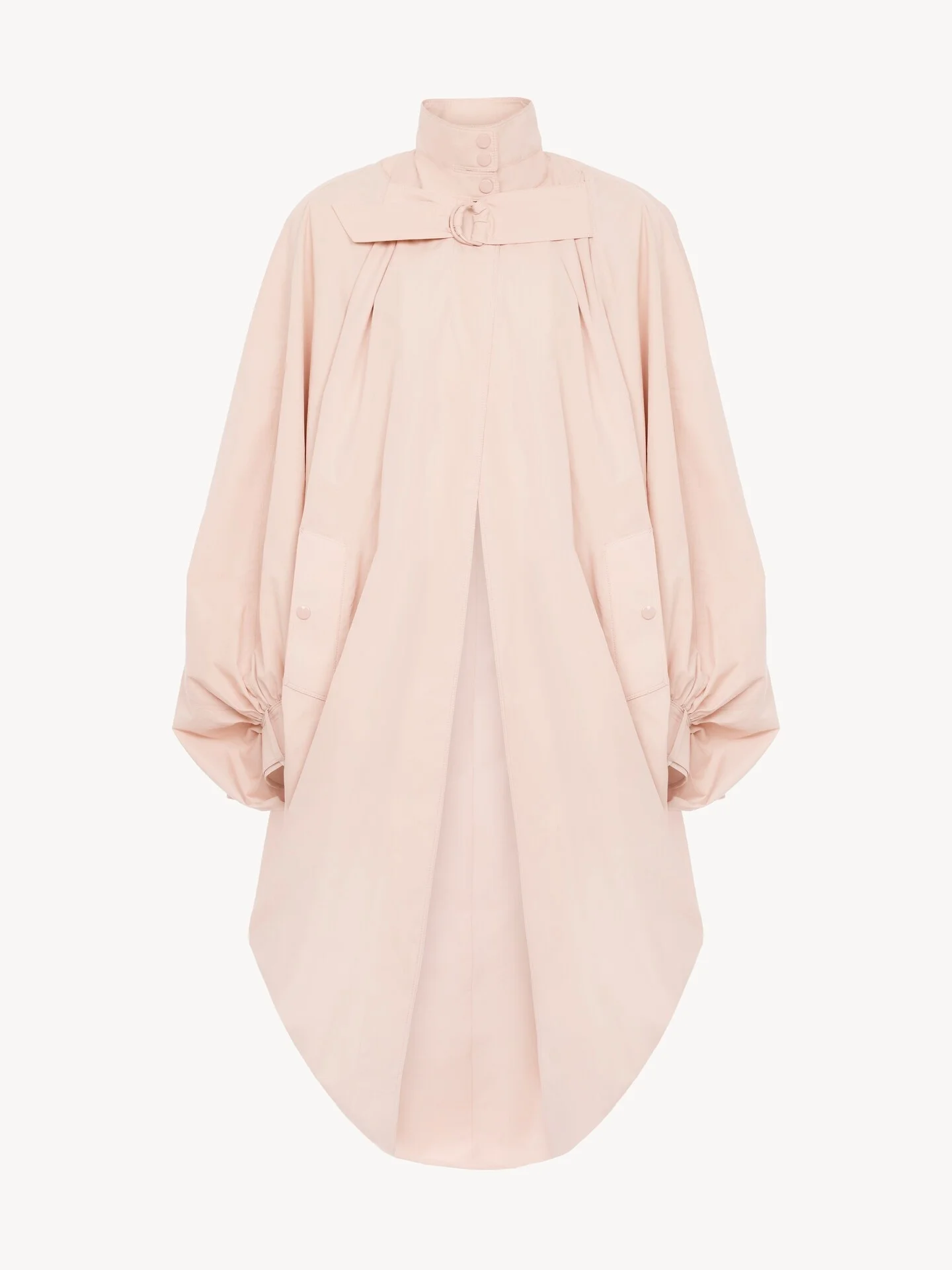 HIGH-NECK OVERSIZED CAPE COAT IN COTTON POPLIN - 1