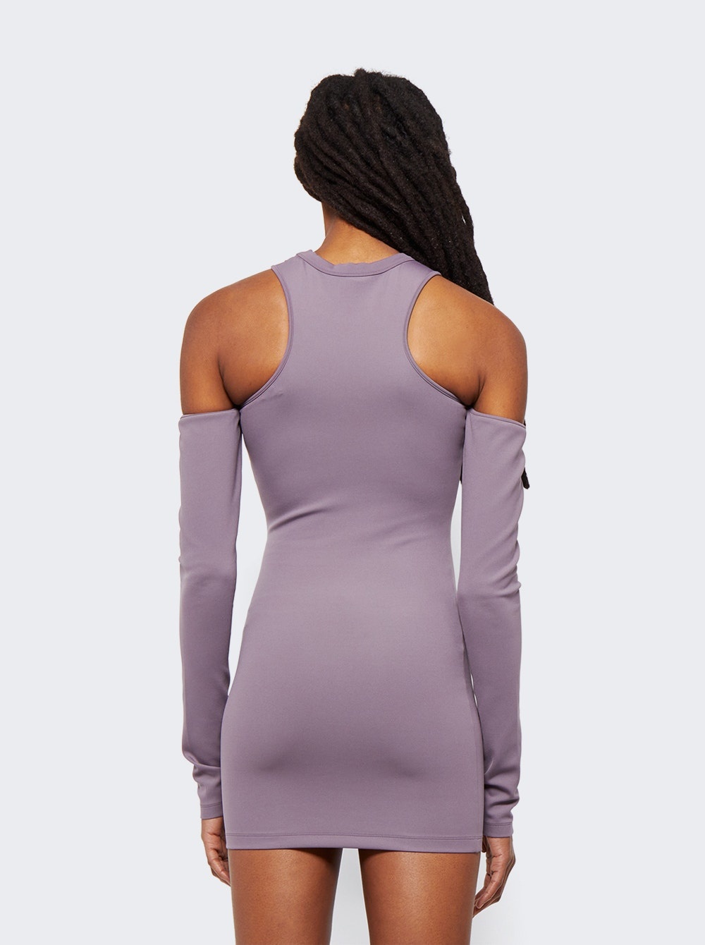 Sleek Asymmetric Mini Dress Purple - 5
