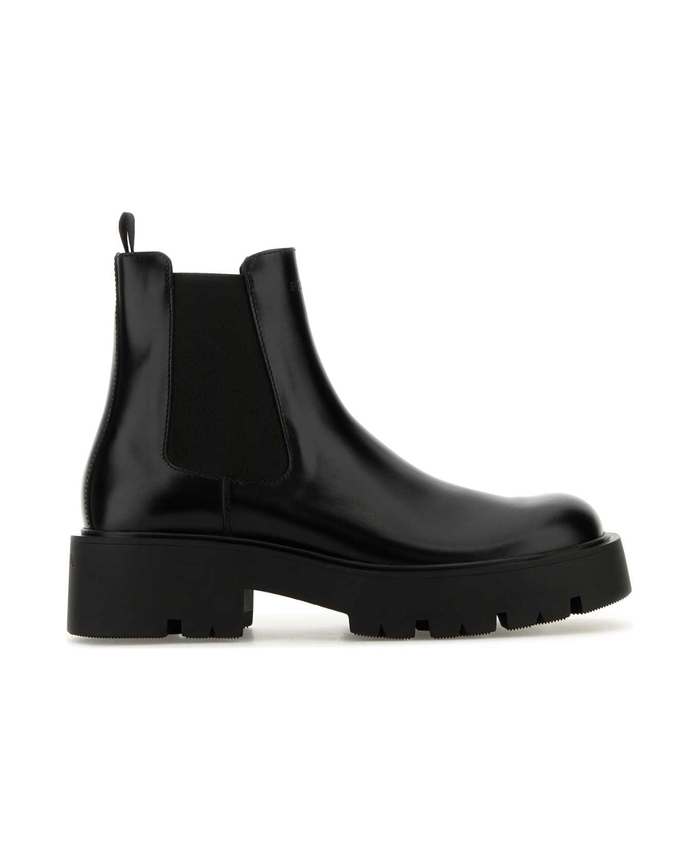 Black Leather Ankle Boots - 1