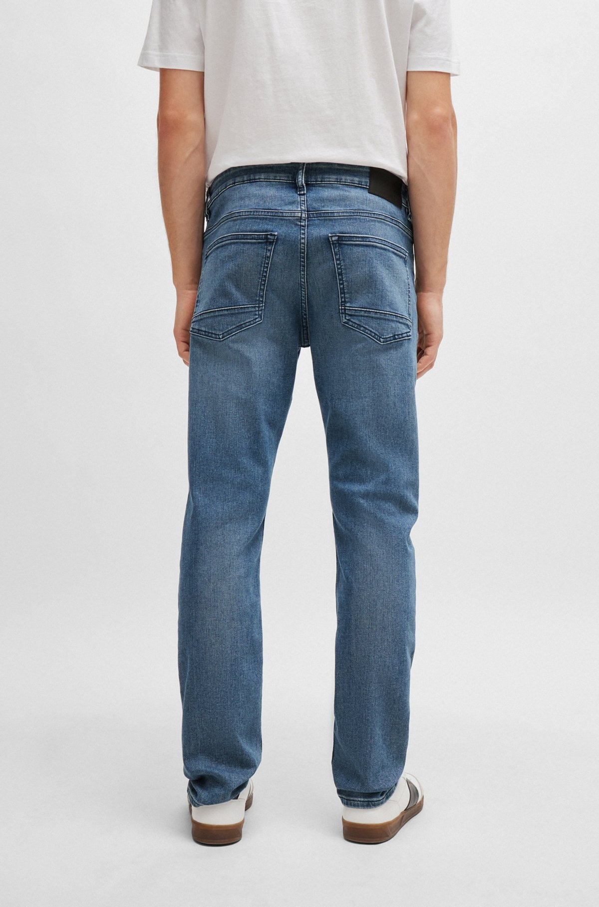 SLIM-FIT JEANS IN MID-BLUE SOFT STRETCH DENIM - 4