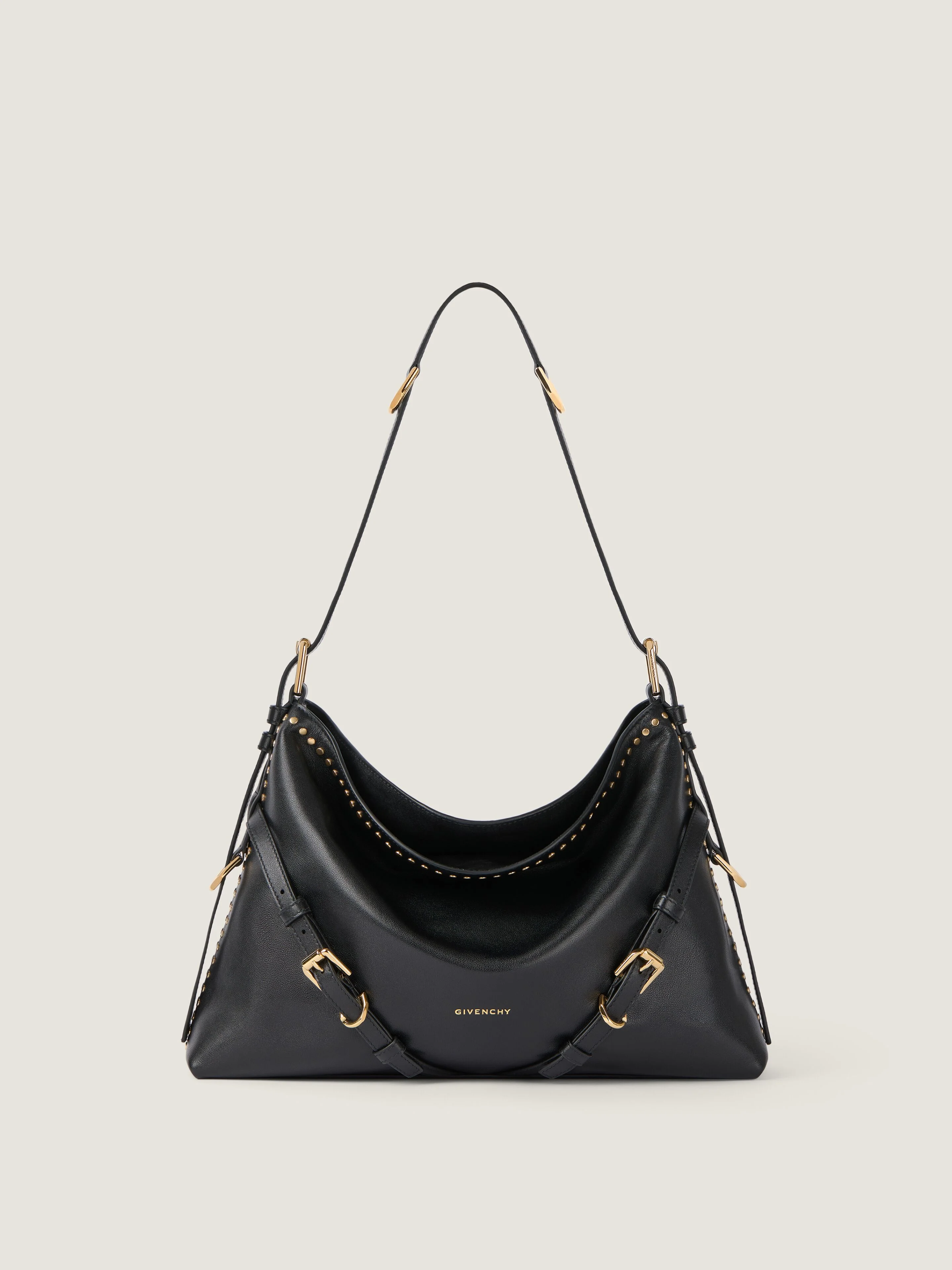 MEDIUM VOYOU BAG IN LEATHER WITH STUDS - 1